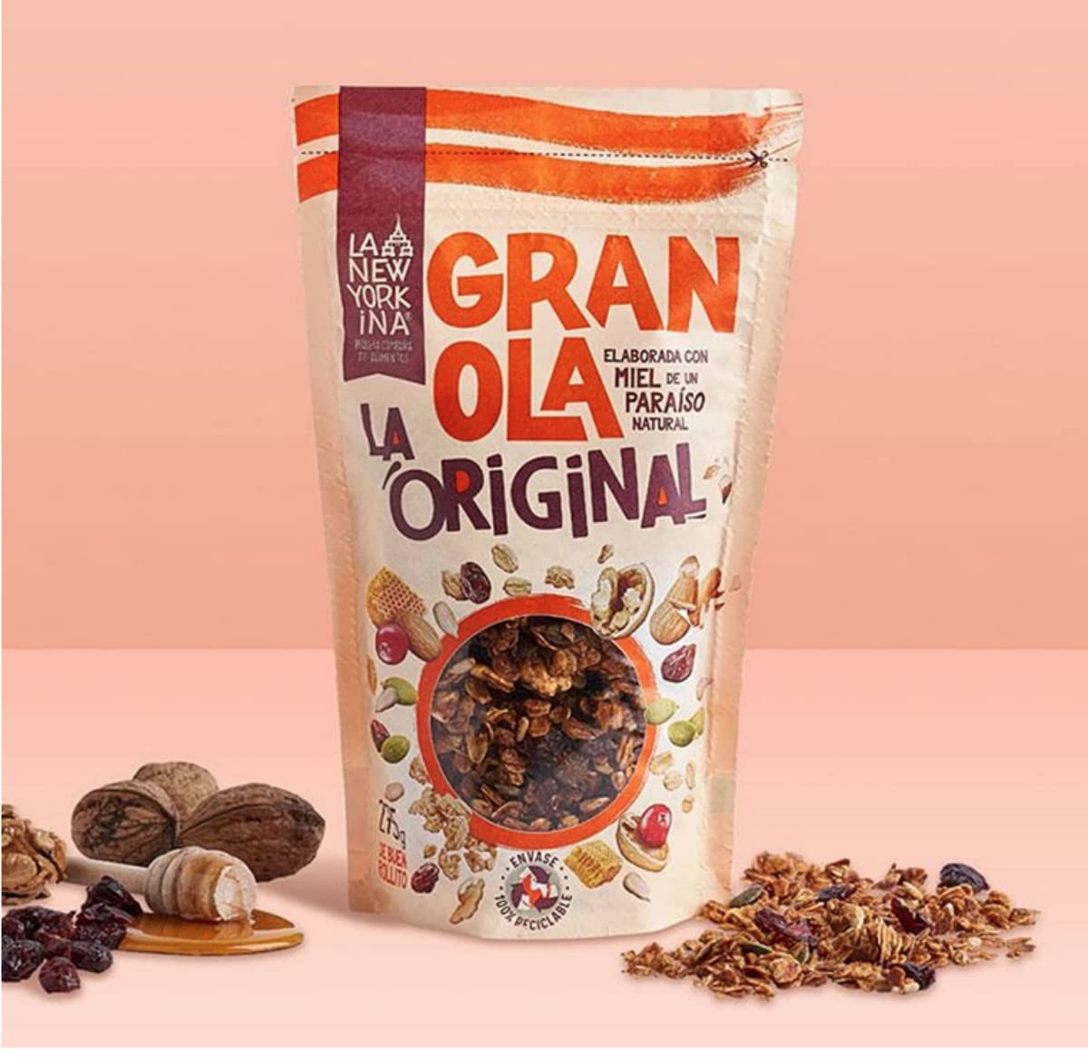 La Newyorkina Granola Original 275g Con Miel de España, Frutos Secos y Aceite de Oliva Virgen Extra