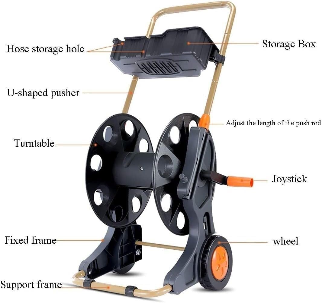 Portamangueras Carrete for Manguera de jardín, Carrito Ligero y portátil con Ruedas, Carrito for Manguera de riego de jardín