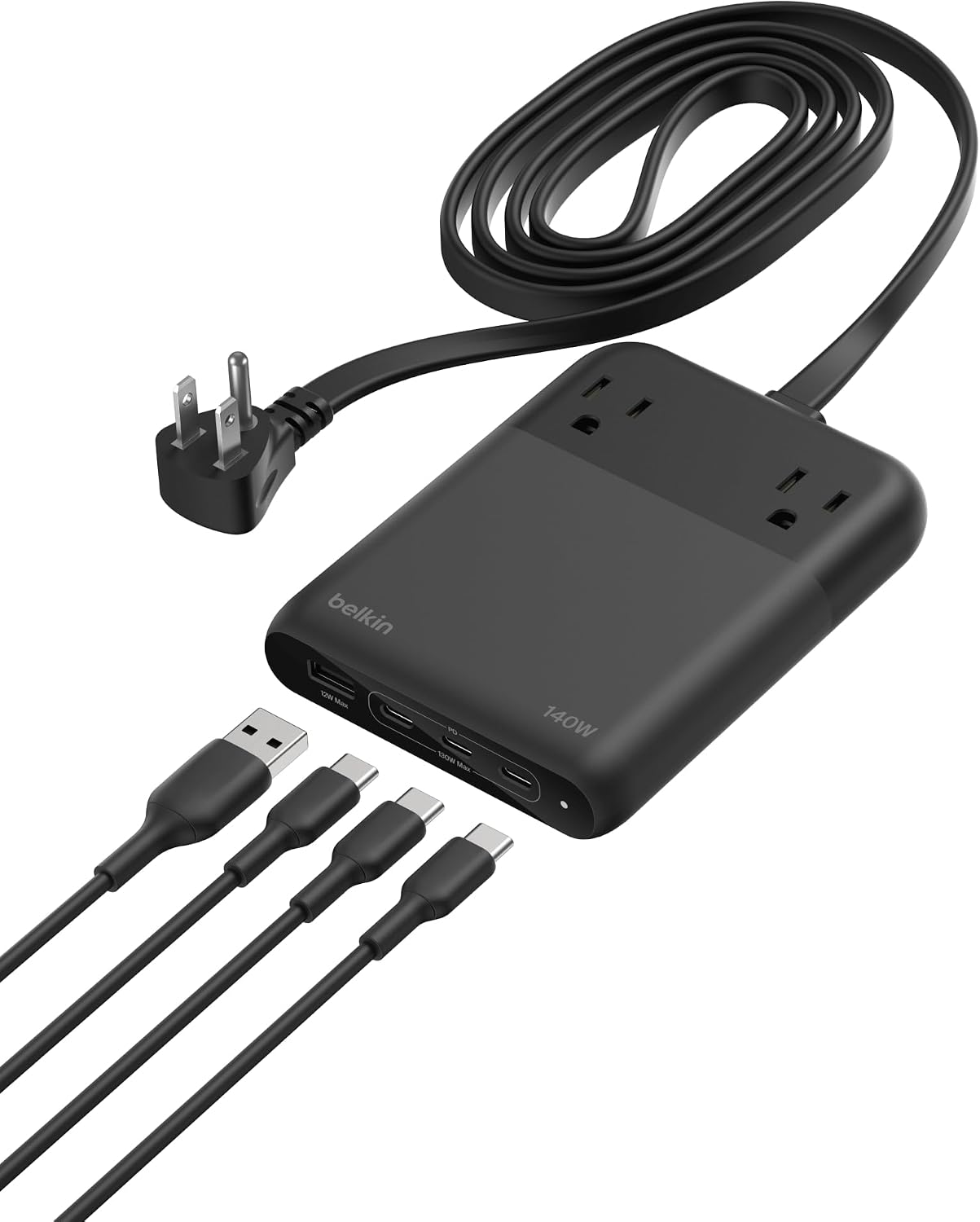 Belkin Charging Station Power Strip 3 USB-C Charger 2 AC 1 USB-A 140W GaN