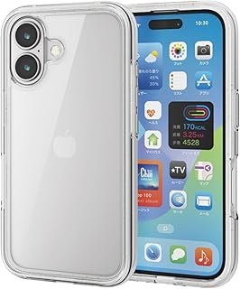 エレコム iPhone 16 ケース 背面クリア 耐衝撃 衝撃吸収 全周エアーバッグ ハイブリッド 軽量 MUBRAIN リサイクルホワイト×クリア PM-A24AHVAIR2RW