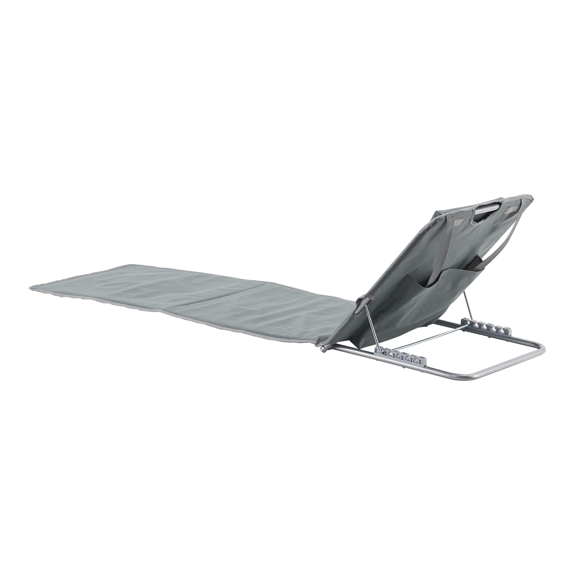 [en.casa] Strandmatte Cellorigo 2er Set Strandliege klappbar Dunkelgrau Sonnenmatte mit 5-Fach Verstellbarer Rückenlehne Kissen Liegematte mit Tragetasche 160 x 49 cm