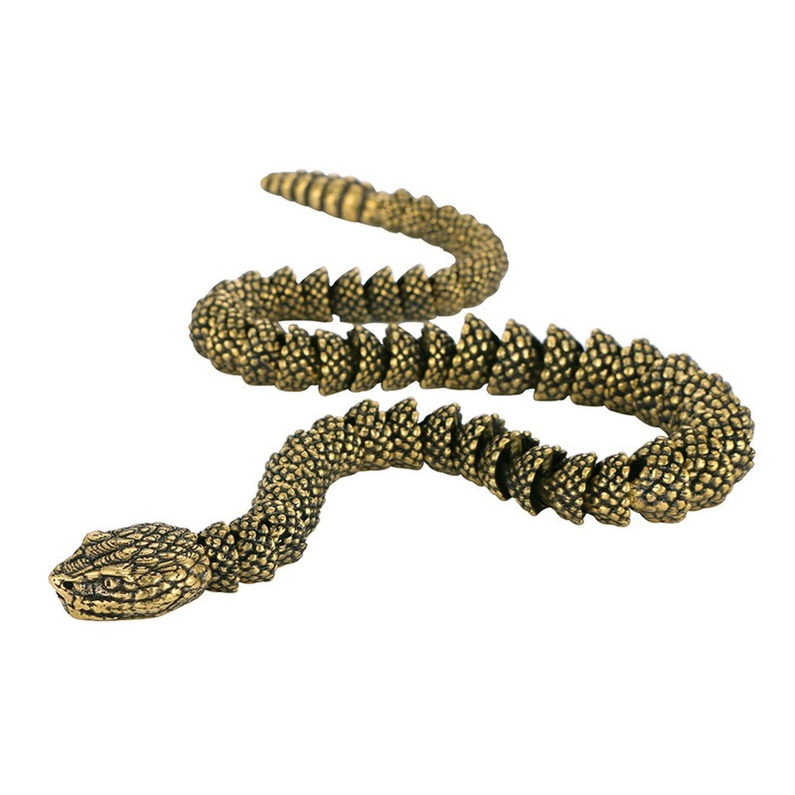 NGDFGR Brass 3D Movable Cobra Statue, Zodiac Snake Figurine Rattlesnake Sculpture Simulation Animal Model Props Home Office Decorative Copper Crafts Collection