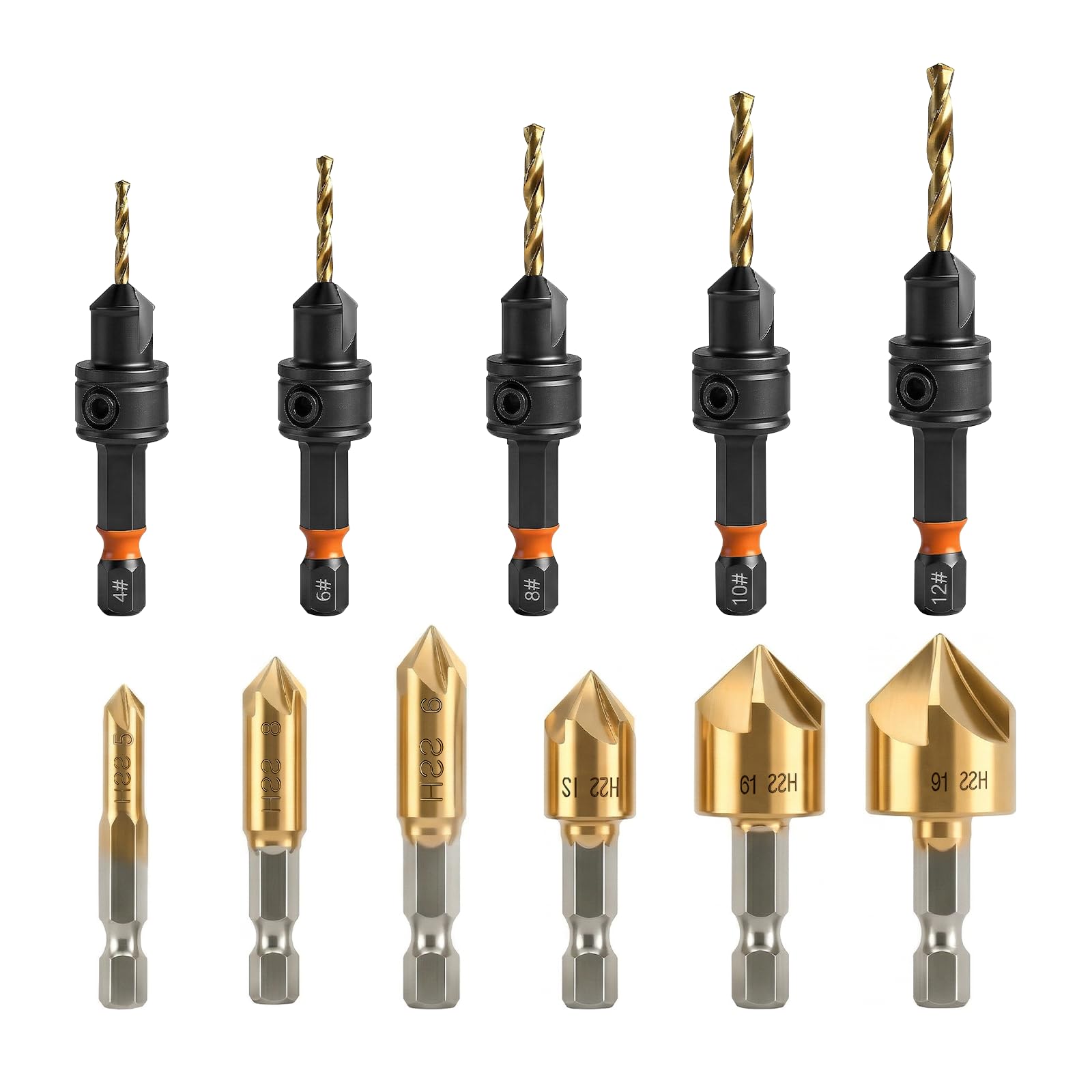 XdealCozyxc 11 Pcs Countersink Drill Bit Set, Counter Sink Drill Bits for Wood, Composite Panels and Plastics