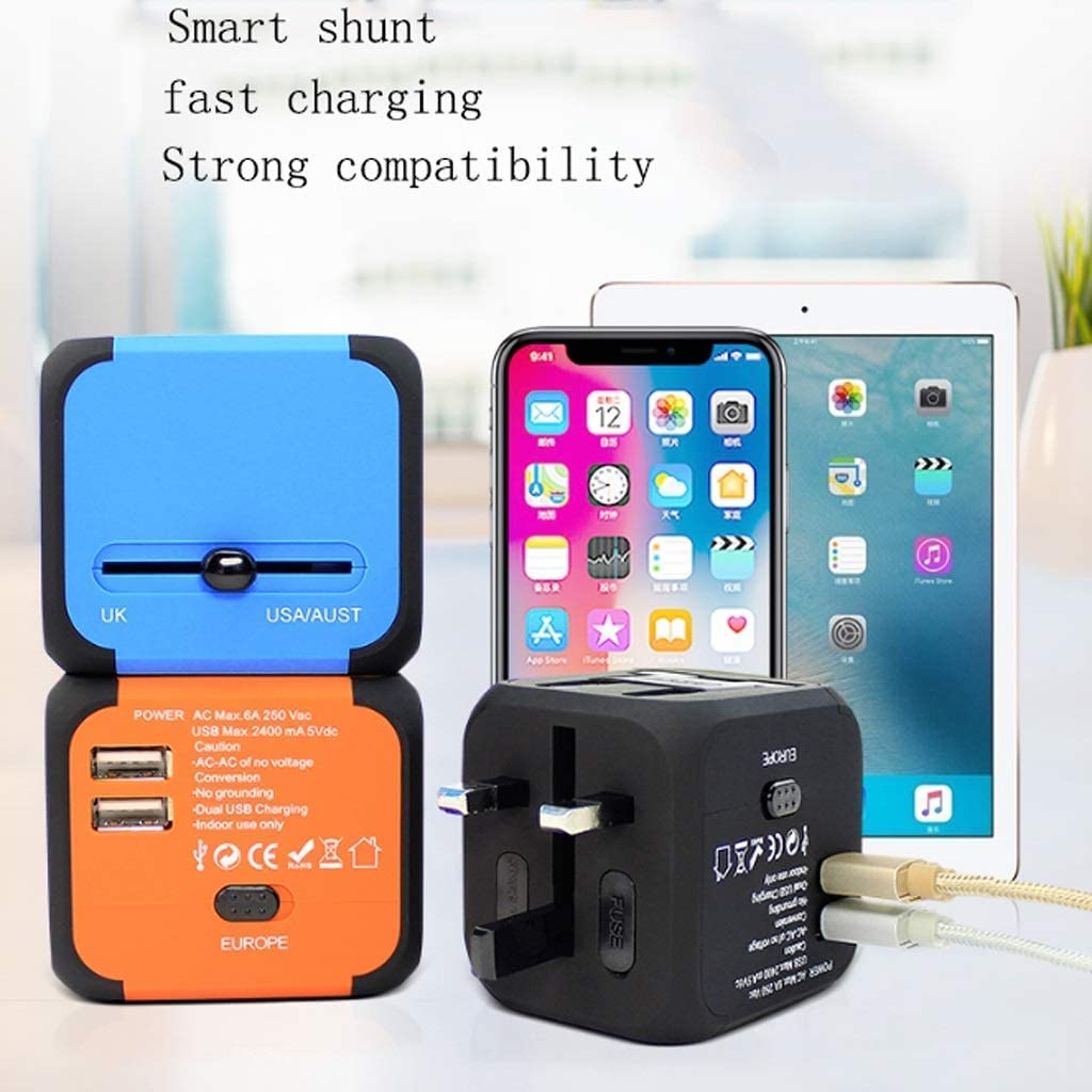 Adattatore da Viaggio Internazionale con Doppie Porte di Ricarica USB Adattatore Universale da Viaggio Traveling Essentials Verso Stati Uniti, Regno Unito, Spagna