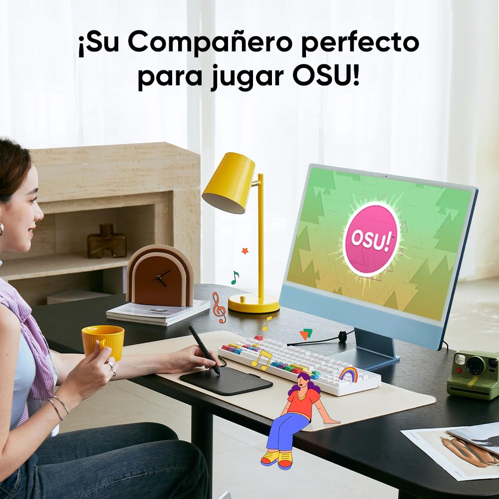 XPPen Deco 640 Tableta Gráfica Portátil 16K Niveles Inclinación 60°, Tableta Gráfica Dibujo Digital para OSU Compatible con Windows, macOS, Android, Chrome OS, Linux, Área Activo 16 cm x 9 cm