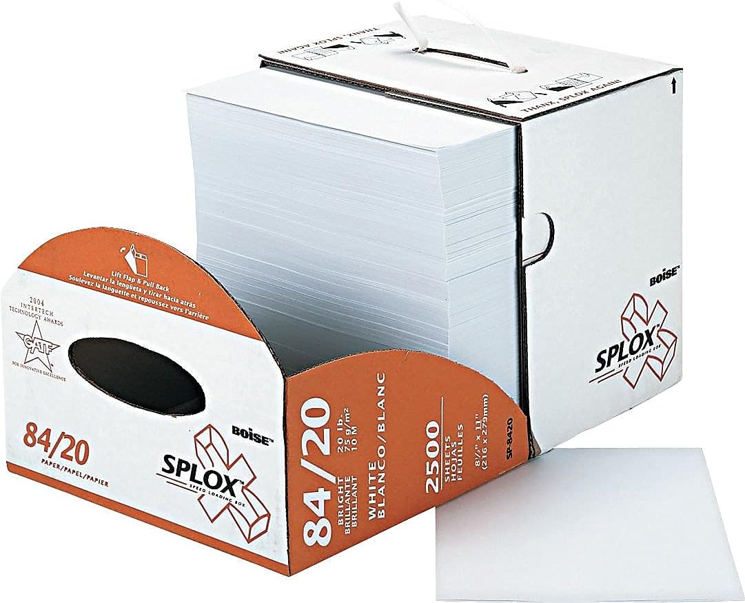 Boise SP8420 X-9 SPLOX Multi-Use Copy Paper, 92 Bright, 20lb, 8-1/2x11, White, 2500/CT