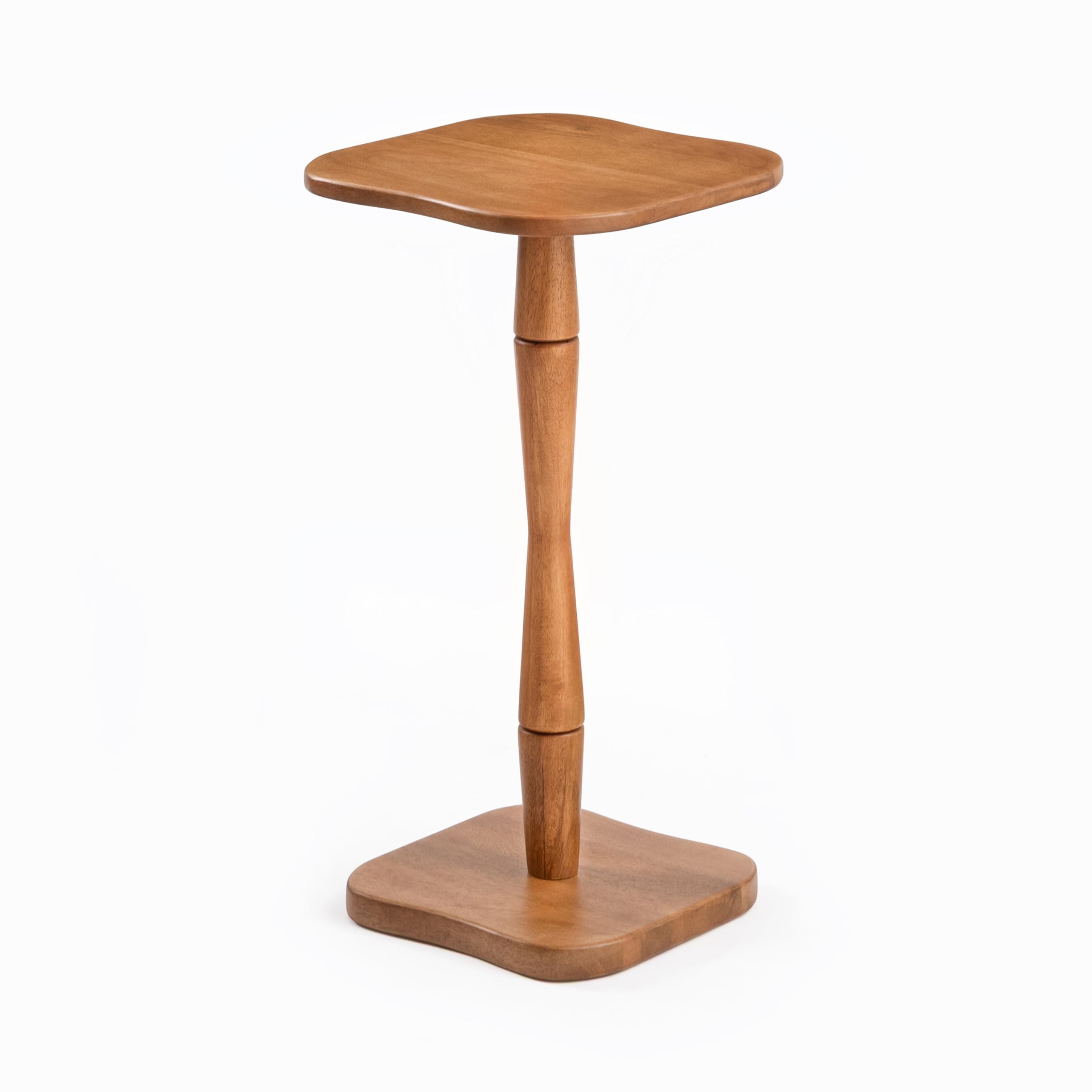 MH London Destiny Square Side End Table - 56cm Tall Solid Mango Wood Accent Table - Handmade Mid Tone Honey Finish Nightstand for Living Room, Bedroom & Small Spaces