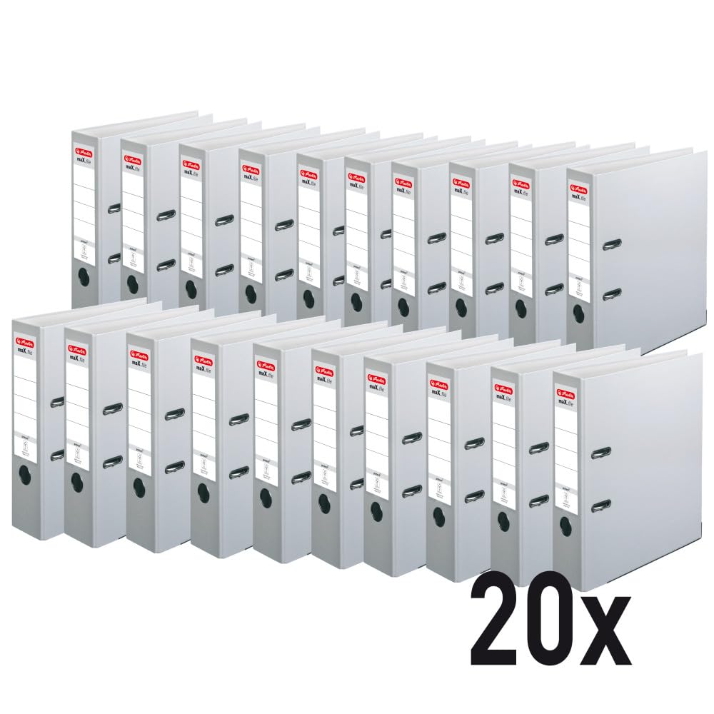 Herlitz 5480900 classeur à levier maX.file protect A4 8cm gris, lot de 20 pièces