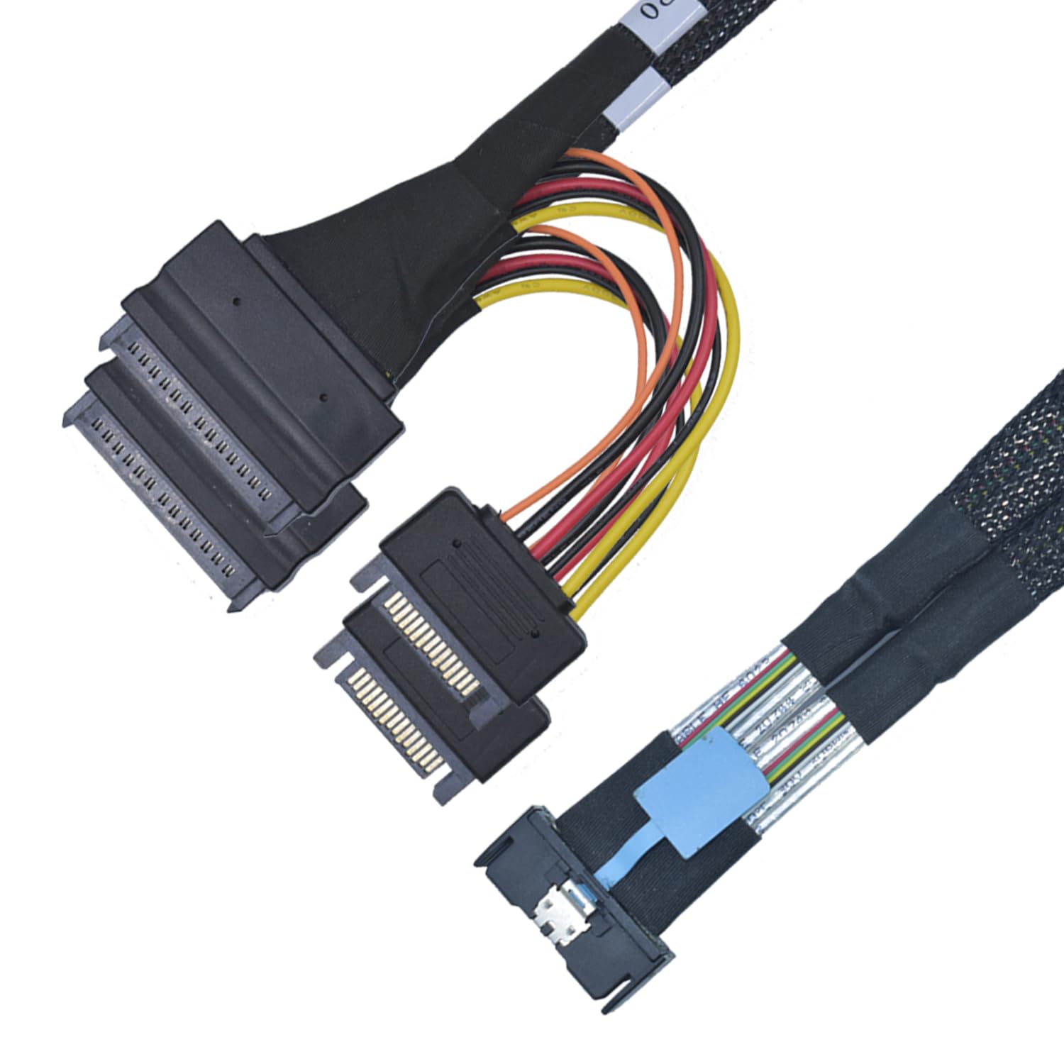 Cavo PCIe 5.0 MCIO x8 a 2 x SFF-8639 per SSD U.2 NVMe con alimentazione a 15 pin, 40 cm
