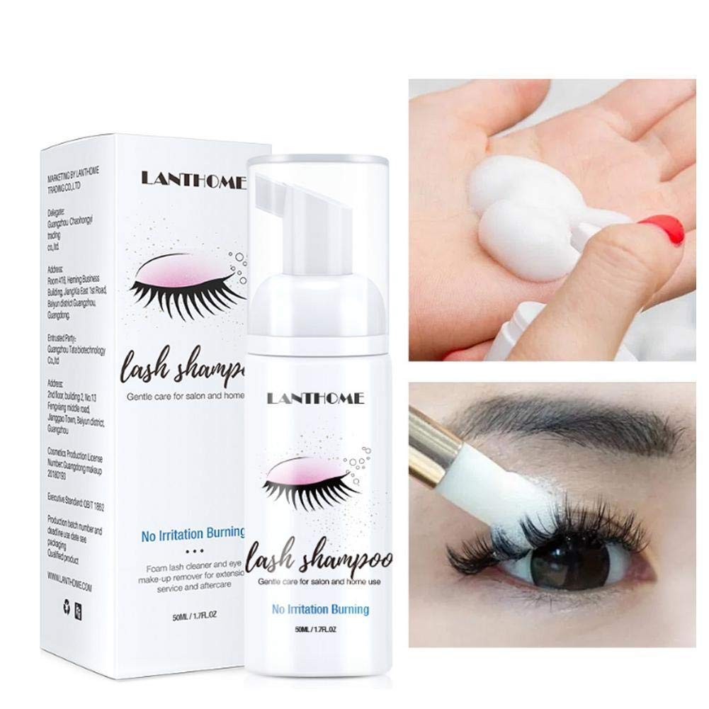 50 ml cepillo de extensión de pestañas, juego de champú, limpieza suave, espuma de mousse, sin estimulación, pegamento de extensión de pestañas, maquillaje limpio,