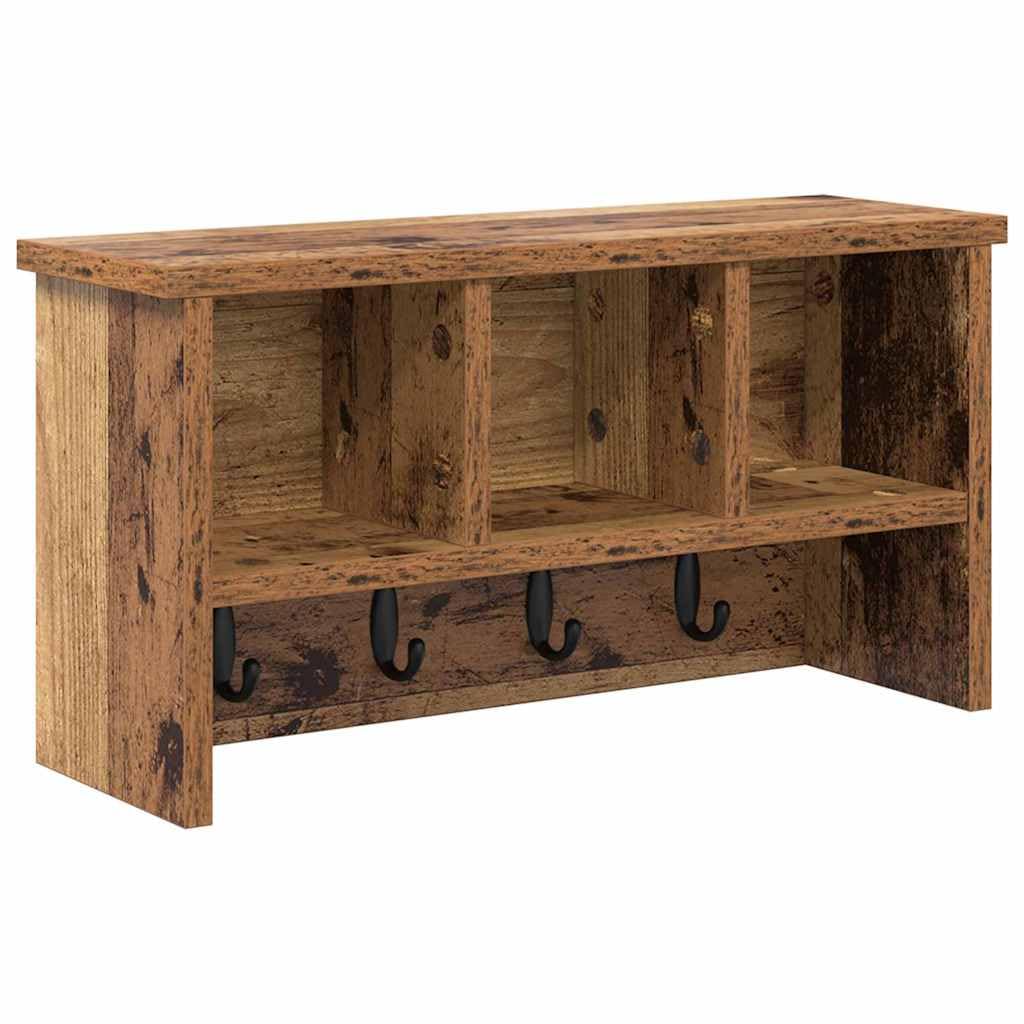 Wandgarderobe mit Regalbrett Altholz 50x16x26 cm Holzwerkstoff Modernes Design für Flur Eingangsbereich und Wohnzimmer