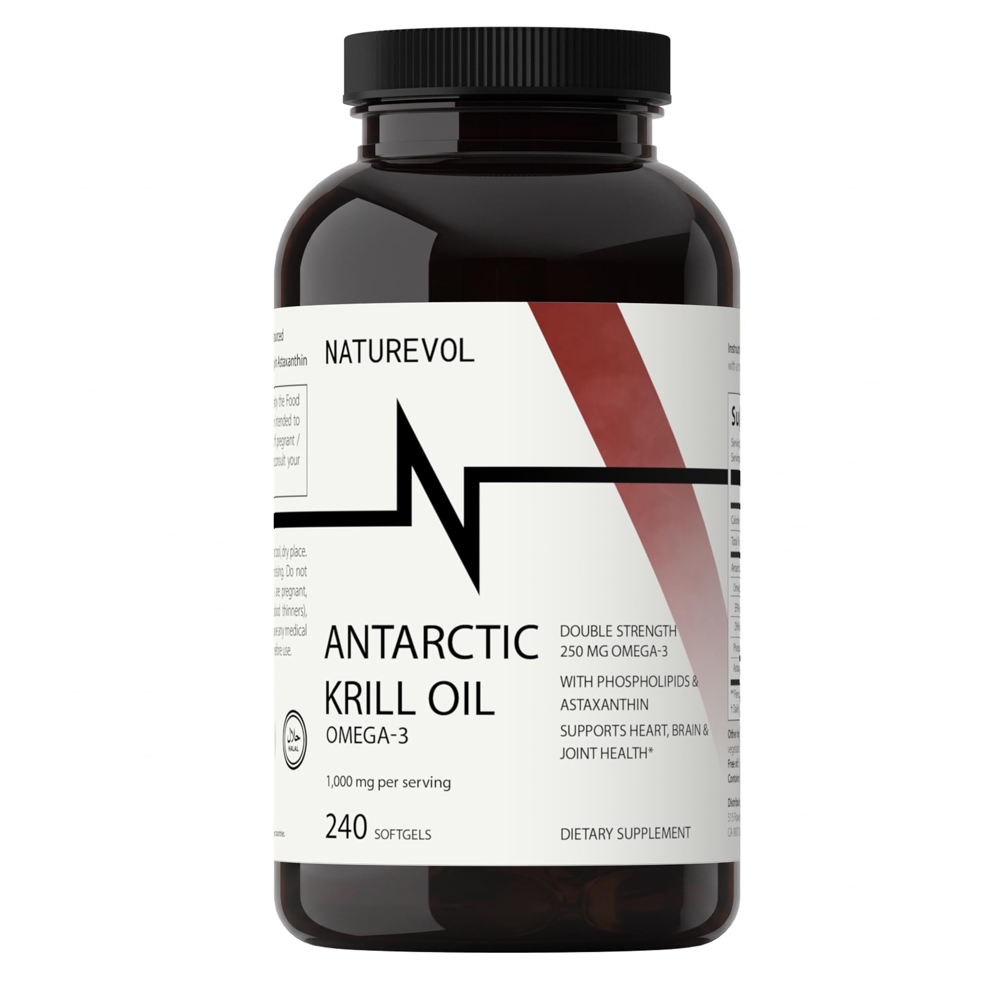 Double Strength Antarctic Krill Oil Omega-3 1000mg, 240 Softgels
