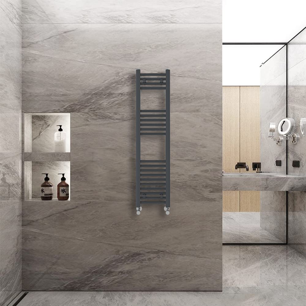 Warmehaus Anthracite Straight Heated Towel Rail Radiator Ladder Grey 1200X300mm Central Heating Radiators For Bathroom Kitchen
