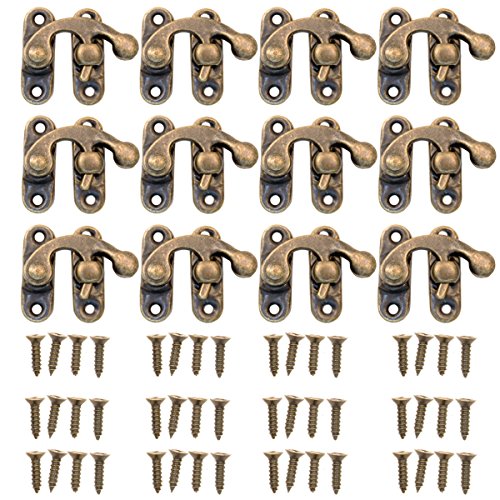 FUXXER 12x Antik-Verschlüsse Rast-Haken, Metall-Haken, Bronze Design, 32 x 28 mm