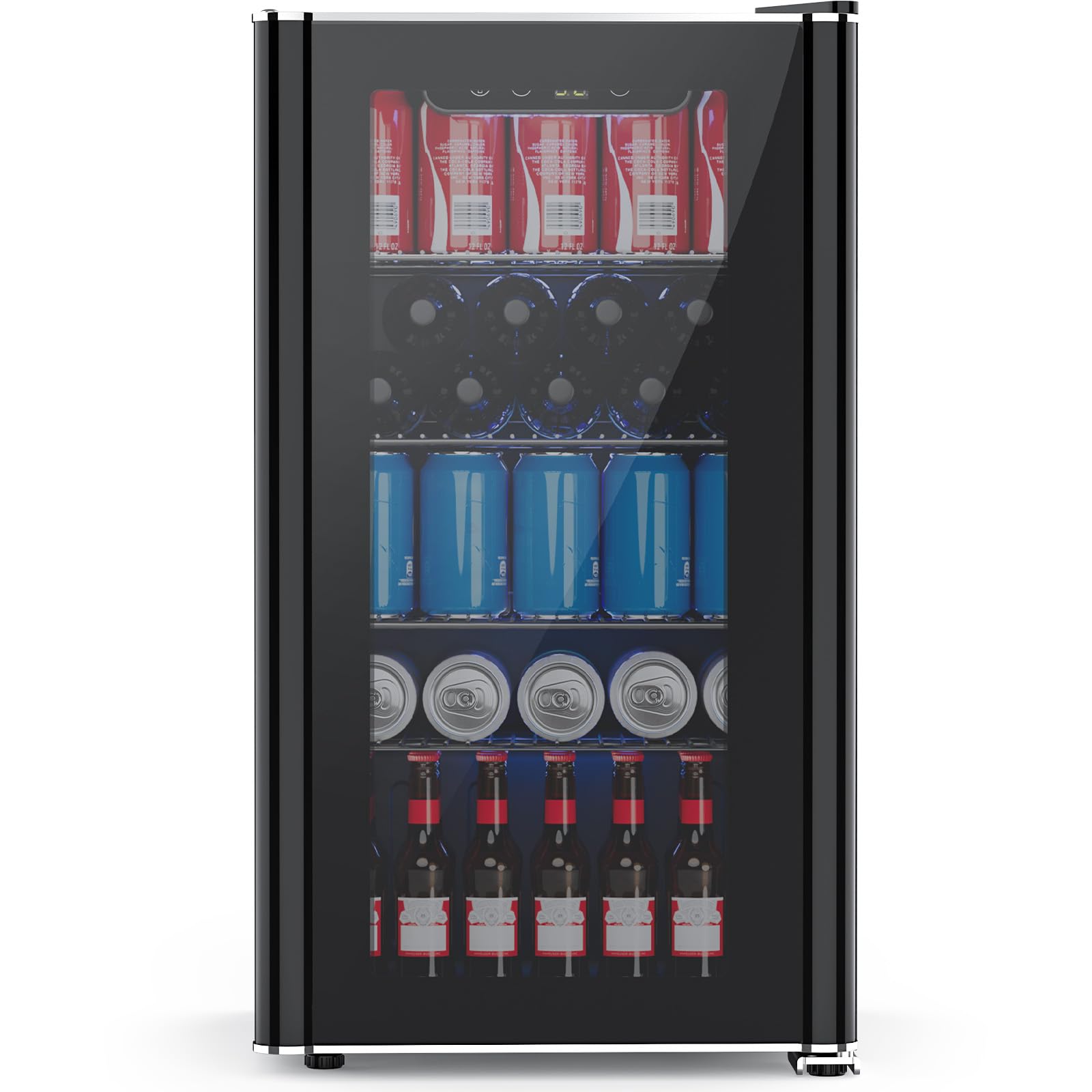 COWSAR Mini Fridge Cooler, 130 Can Beverage Refrigerator with Glass Door, ETL Approved Wine Fridge with Digital Temperature Control, LED Light, Reversible Door for Home, Office, Bar - 3.2 Cu.Ft on Fridge.com