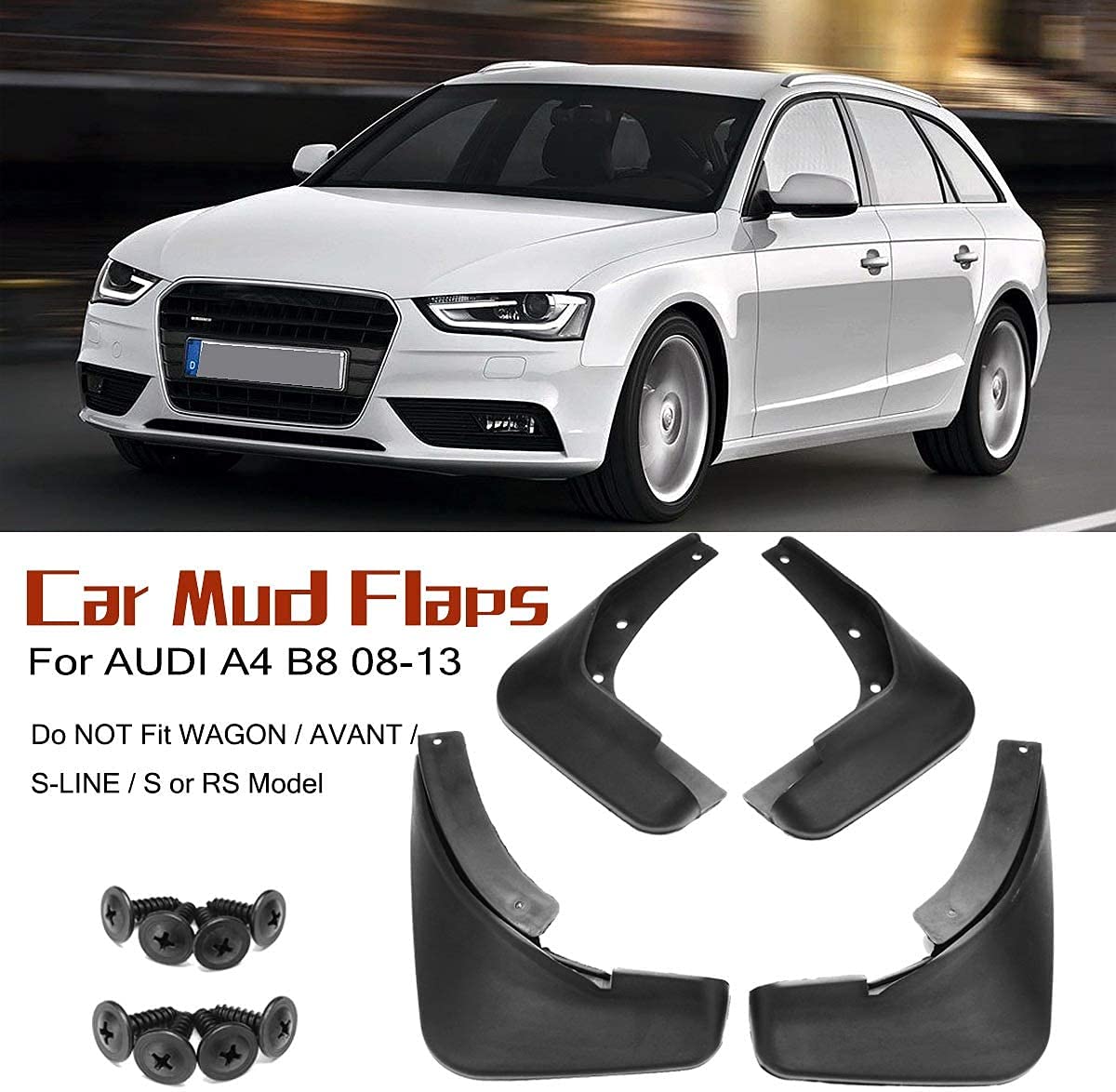 Tailored Mud Flaps Set of 4 For Audi A4 Saloon 2009-2011 Unova | UK Tailored Mud Flaps Set of 4 For Audi A4 Saloon 2009-2011 Unova | UK