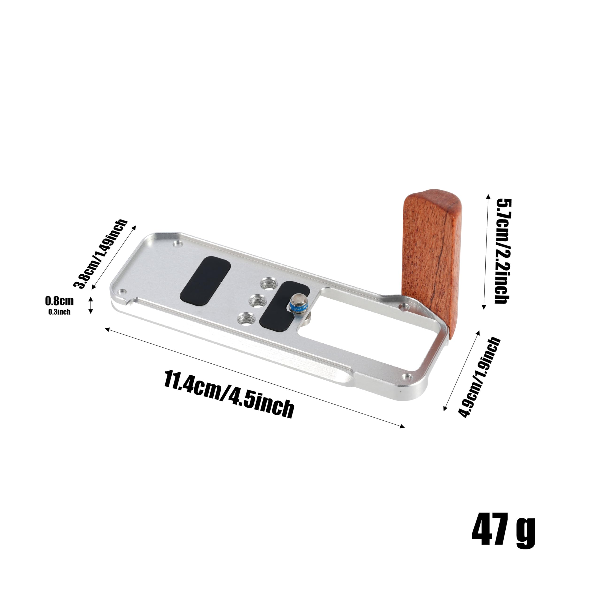 Hersmay Wooden Handle X-M5 Holzgriff L-Shape Handgriff für Fujifilm X-M5 Kamera, mit 1/4"-20 Halterungen, Arca Swiss Stativplatte