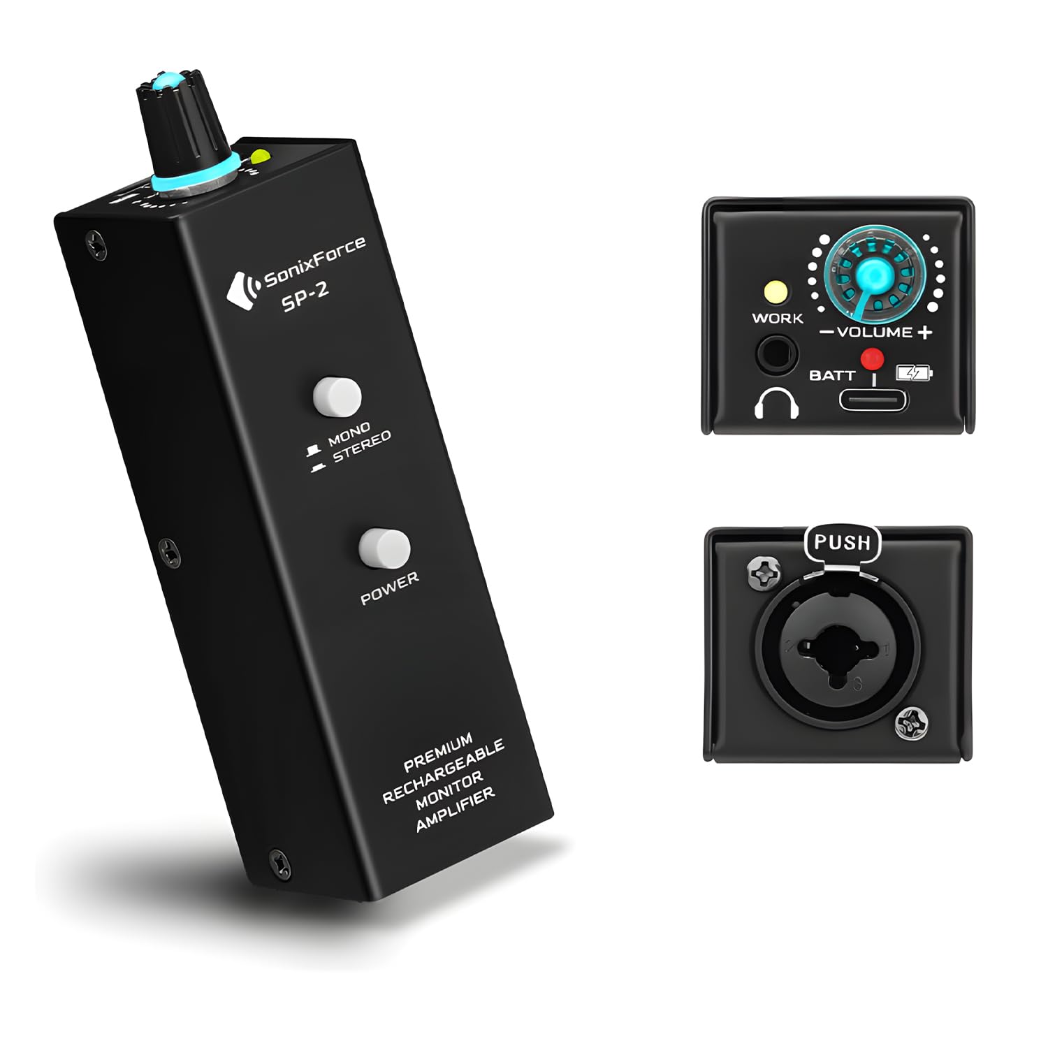 Portable in Ear Monitor Amplifier, Headphone Amp with XLR and TRS Input 3.5mm Output, Enhanced Sound Quality, Durable Belt Clip, Guitar Headphone Amplifier with Stereo/Mono Switch for Performers-image-8