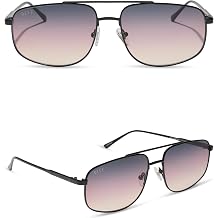 DIFF Charley Designer Aviator Sunglasses for Women and Men | UV400 Protection | Shiney Black + Twilight Gradient