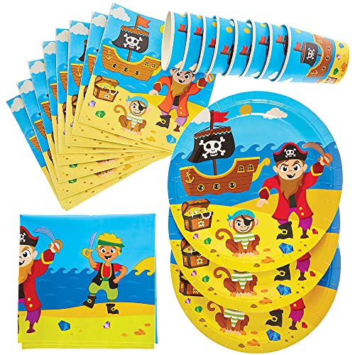 Baker Ross FX640 Vaisselle de fête pirate - paquet de 25 pièces, Set de vaisselle Pirate pour fêtes d'enfants