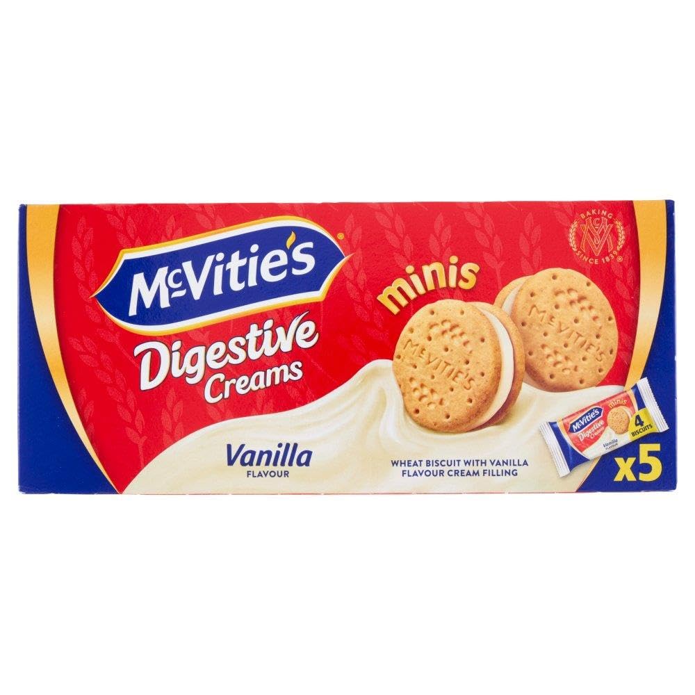 Italian Gourmet McVitie’s Digestive Minis Creams Vanilla 4 x 185 g – Biscuits Digestive au Blé Complet Fourrés à la Crème Vanille – Goûter et Petit-Déjeuner + Italian Gourmet Polpa de Tomates 400 g