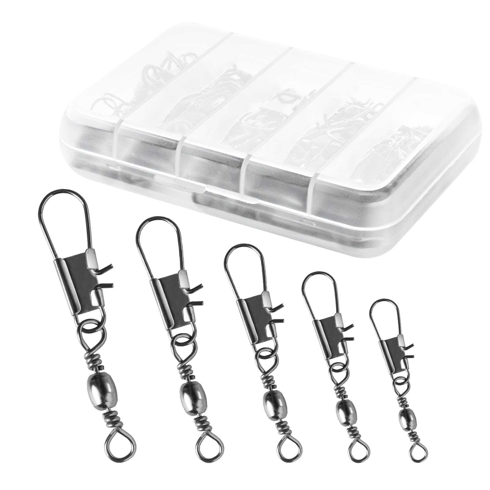 TAGMEIU 50Pcs Fishing Swivels And Clips Safety Snap Swivels