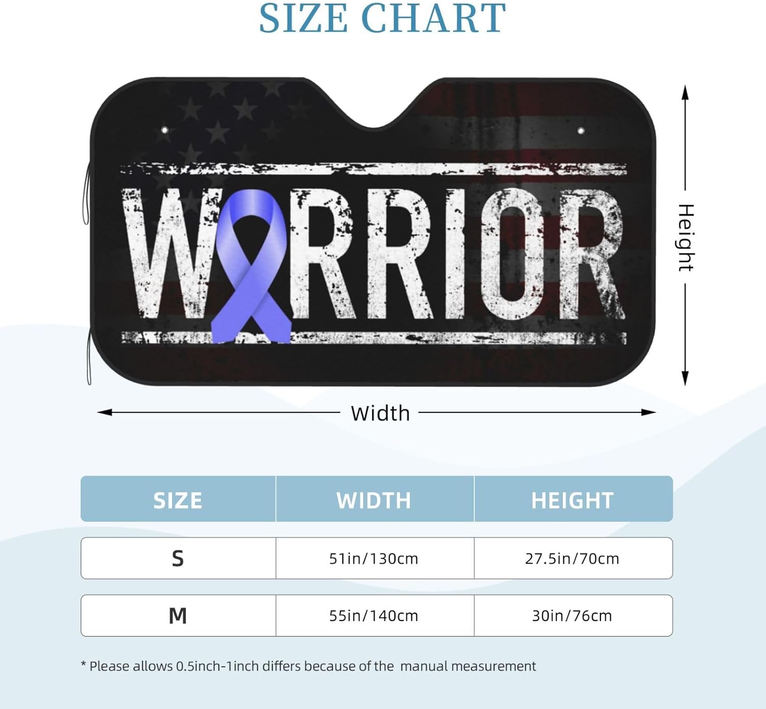 Stomach Cancer Warrior Aweareness Ribbon Foldable Car Windshield Sunshade Blocks Heat and Sun Glare Uv Rays