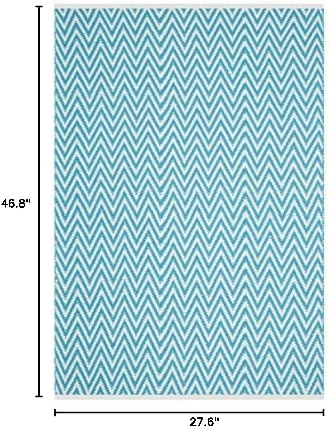 SAFAVIEH Montauk Collection Accent Rug - 2'3" x 3'9", Turquoise & Ivory, Handmade Chevron Cotton, Ideal for High Traffic Areas in Entryway, Living Room, Bedroom (MTK812H)