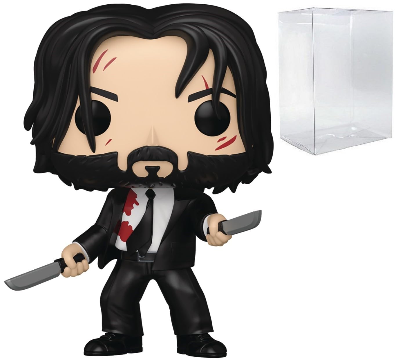 POPMovie: John Wick - Bloody John Wick with Dual Knives Funko Vinyl Figure (Bundled with Compatible Box Protector Case), Multicolored, 3.75 inches