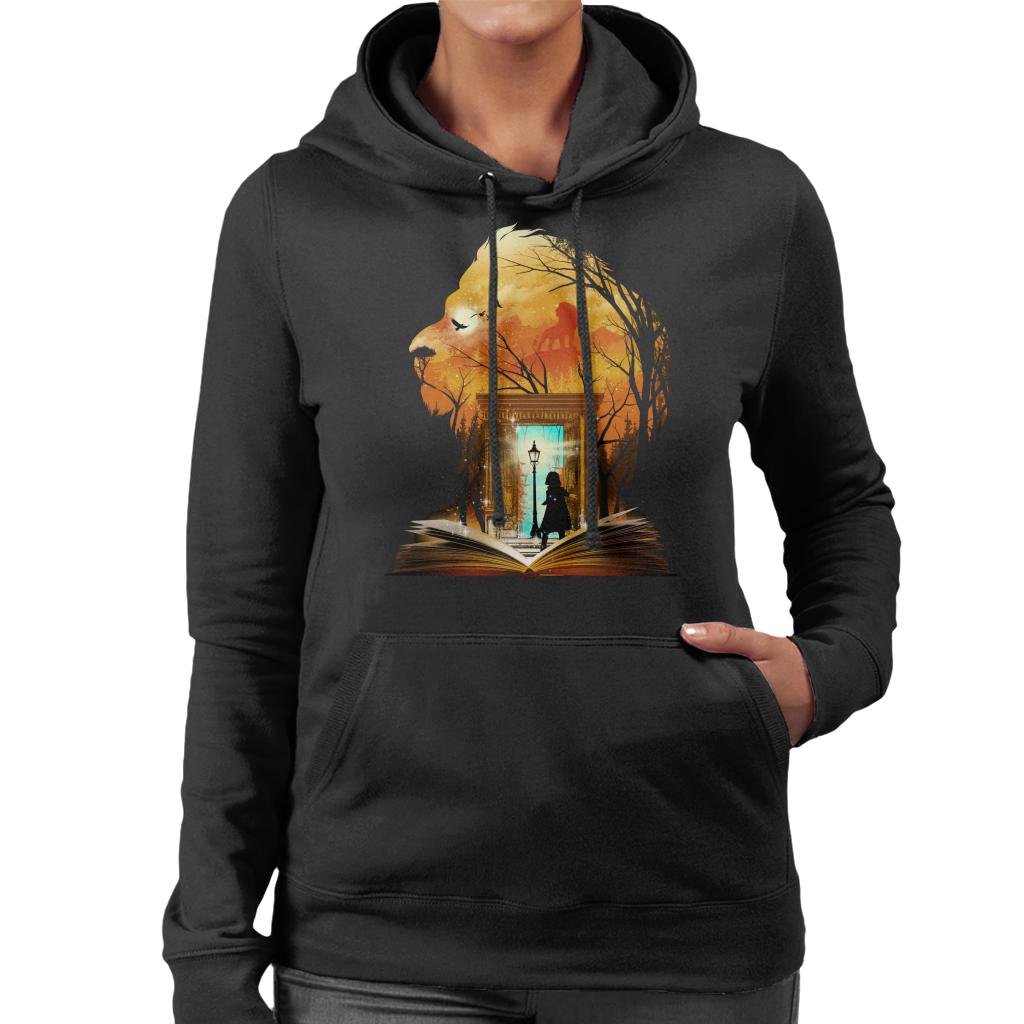 Chronicles of Narnia Aslan Wardrobe Collage Women's Hooded Sweatshirt Black