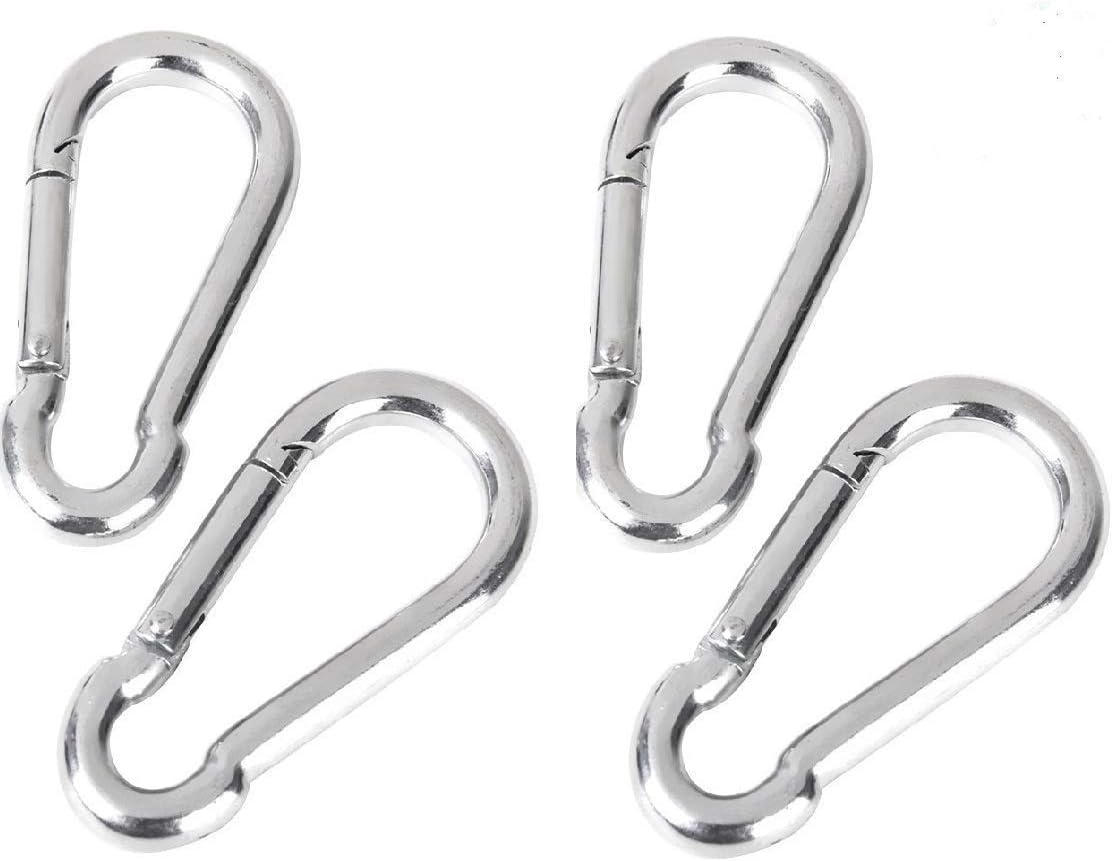 Drona Sturdy Aluminum Carabiners Clip D Shape Locking snap Hook Spring Buckle Snap Lock Hook Ring, Locking Snap Clip Also Used for DIY Items Pack of 4