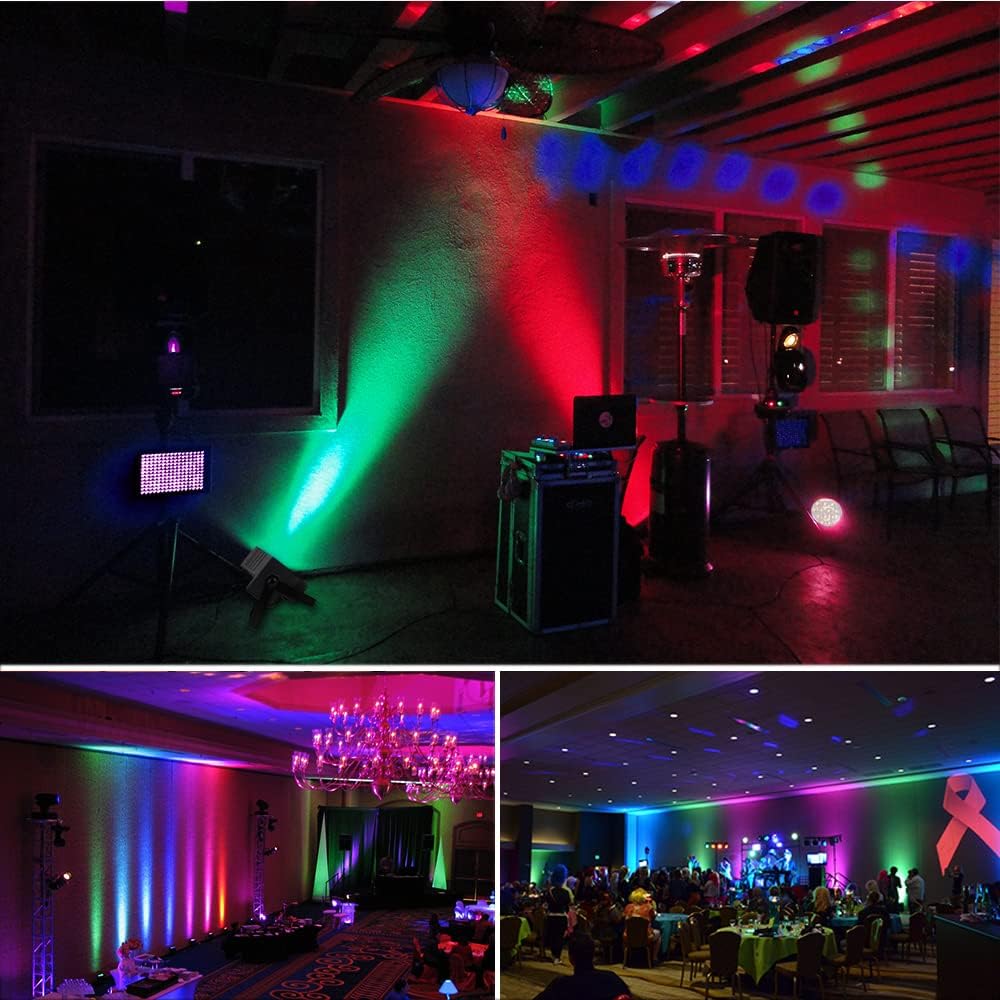 Focos LED 36W Foco RGB Luz Colorida con Control DMX y Mando, Luces de Fiesta, Discoteca, Conciertos y Celebraciones - 4 Piezas