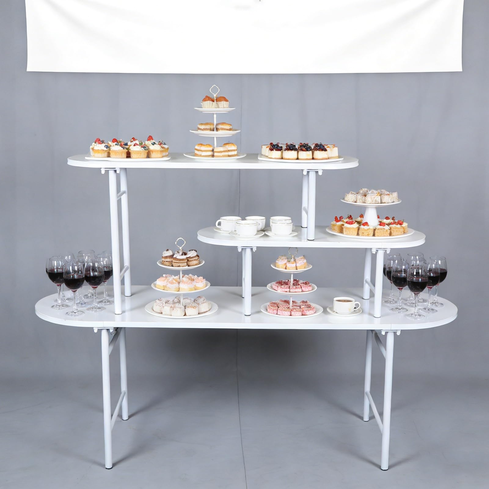 3 Piezas Bandejas para Tartas, Decoración para Interiores Y Exteriores Servicio Alimentos Podios Exhibición para Cumpleaños Showers Bodas Fiestas(White)