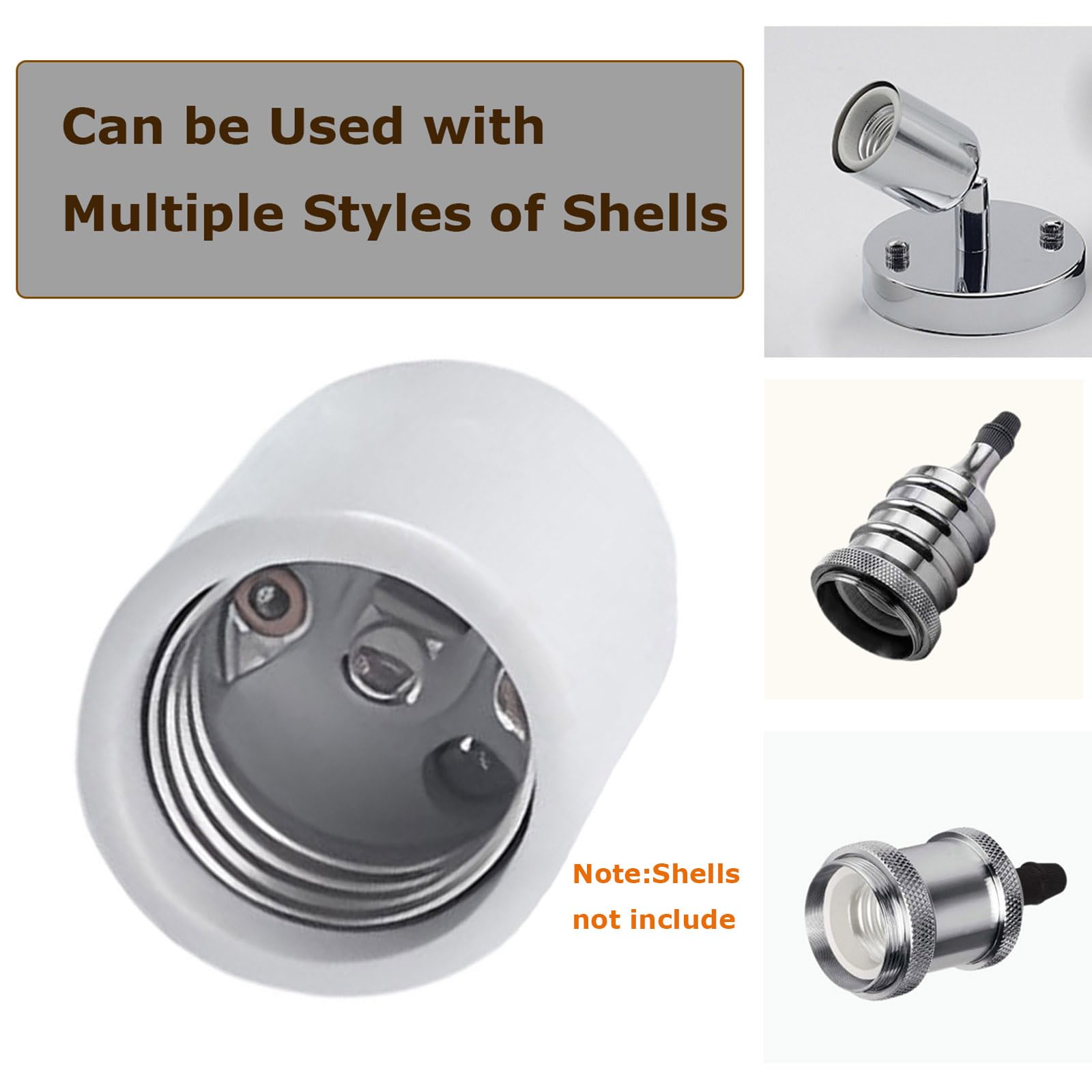 Keyless E26 Porcelain Socket,JNXQWE Ceramic Medium Base Screw