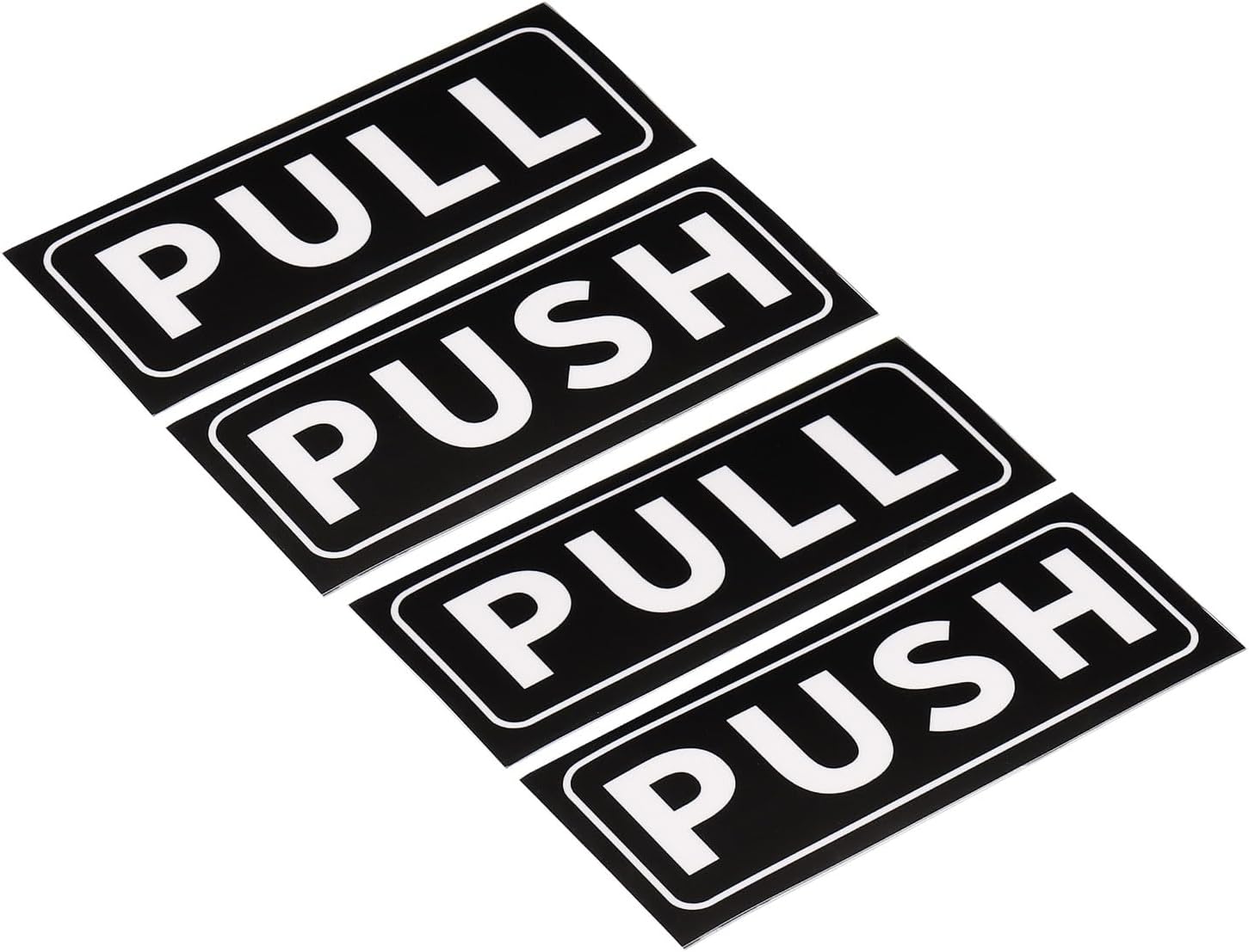 YOKIVE Push Pull Door Sign, 2 Set 5" x 2" Door Sign Self Adhesive Fixed | Horizontal Push Pull Sign Decals Labels Great for Home Office Shop (Black Golden)