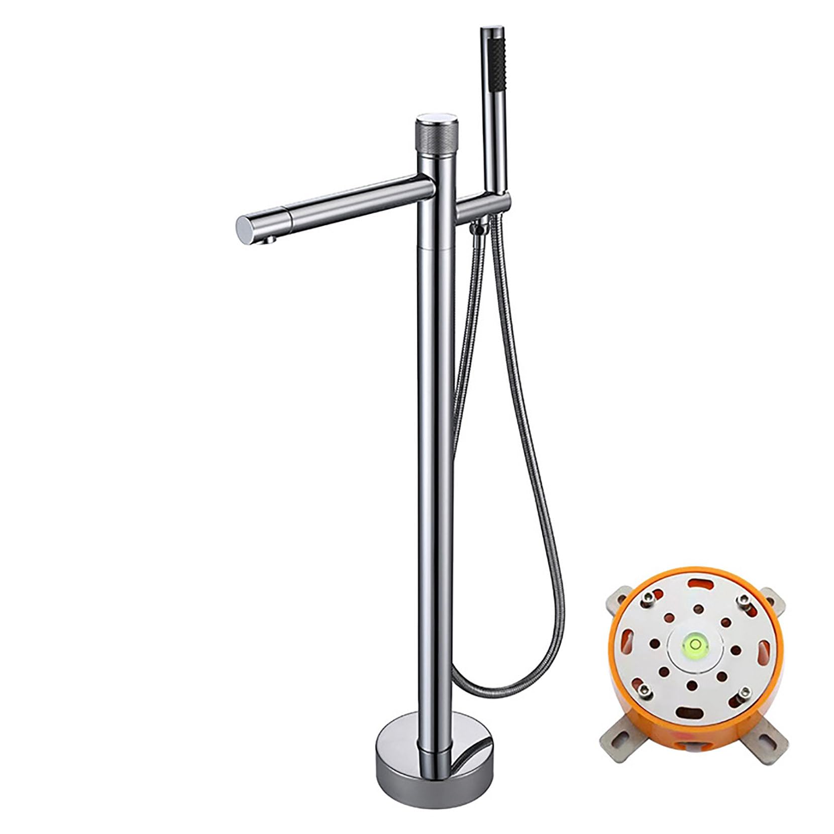 Robinet sur sol pour baignoire avec ensemble douche verticale noire mate