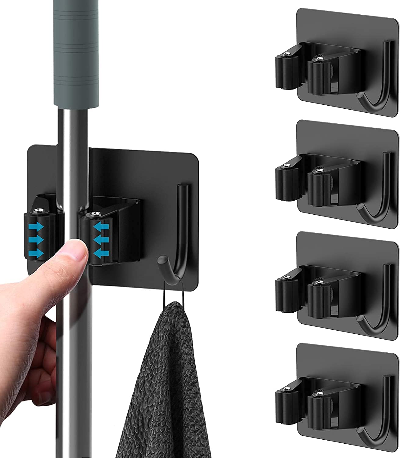 SITTELLA® 4 Pieces Stainless Steel 1 Rack with 1 Hook Heavy Duty Wall Mounted Broom and Mop Stick Holder, Hanging Tools for Home Kitchen Garden Laundry Garage (Black) (B09X4GHJ2G) Amazon Price History, Amazon Price Tracker