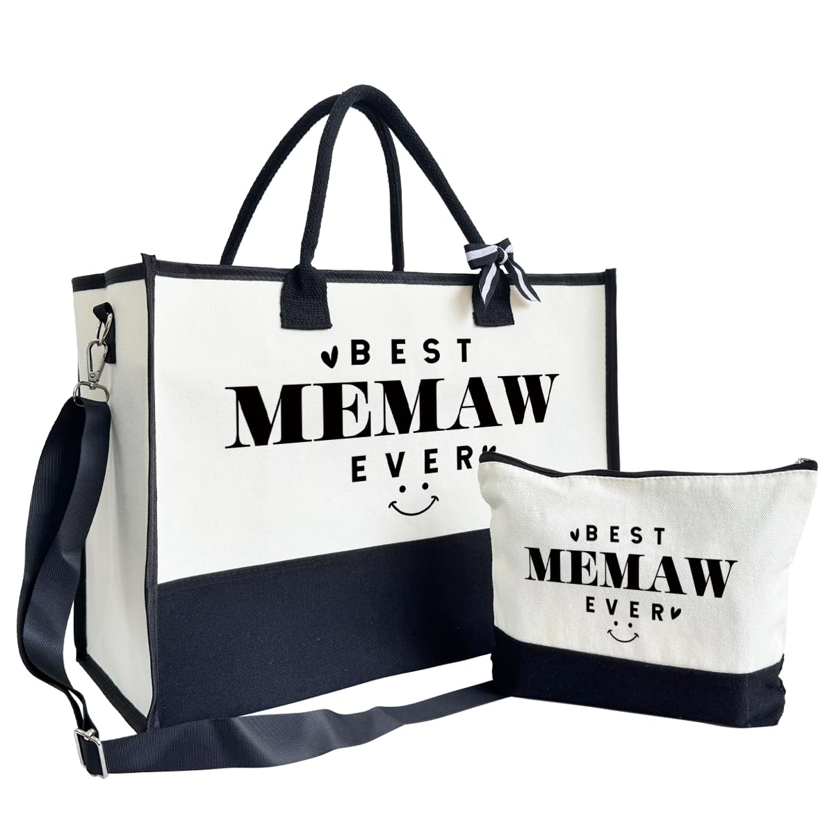 Beach & Outing Tote Bag for Memaw - Canvas with Inner Pocket & Make Up Bag - Mother's Day & Birthday Gift