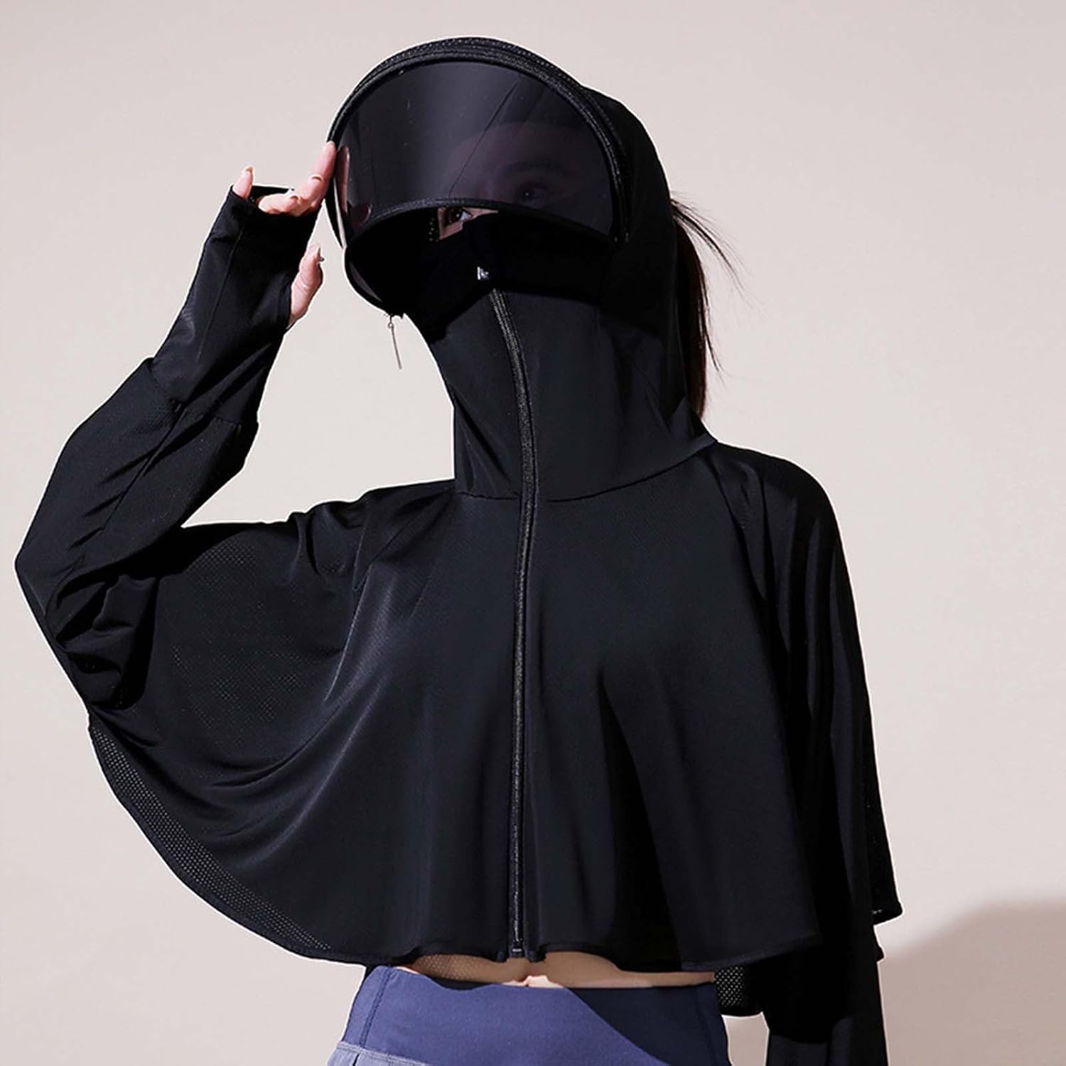 Women's Anti UV Shirt Hooded Jacket Sun Protection Long Sleeve Shawl Ice Silk Quick Drying Hoodies for Outdoor Workout