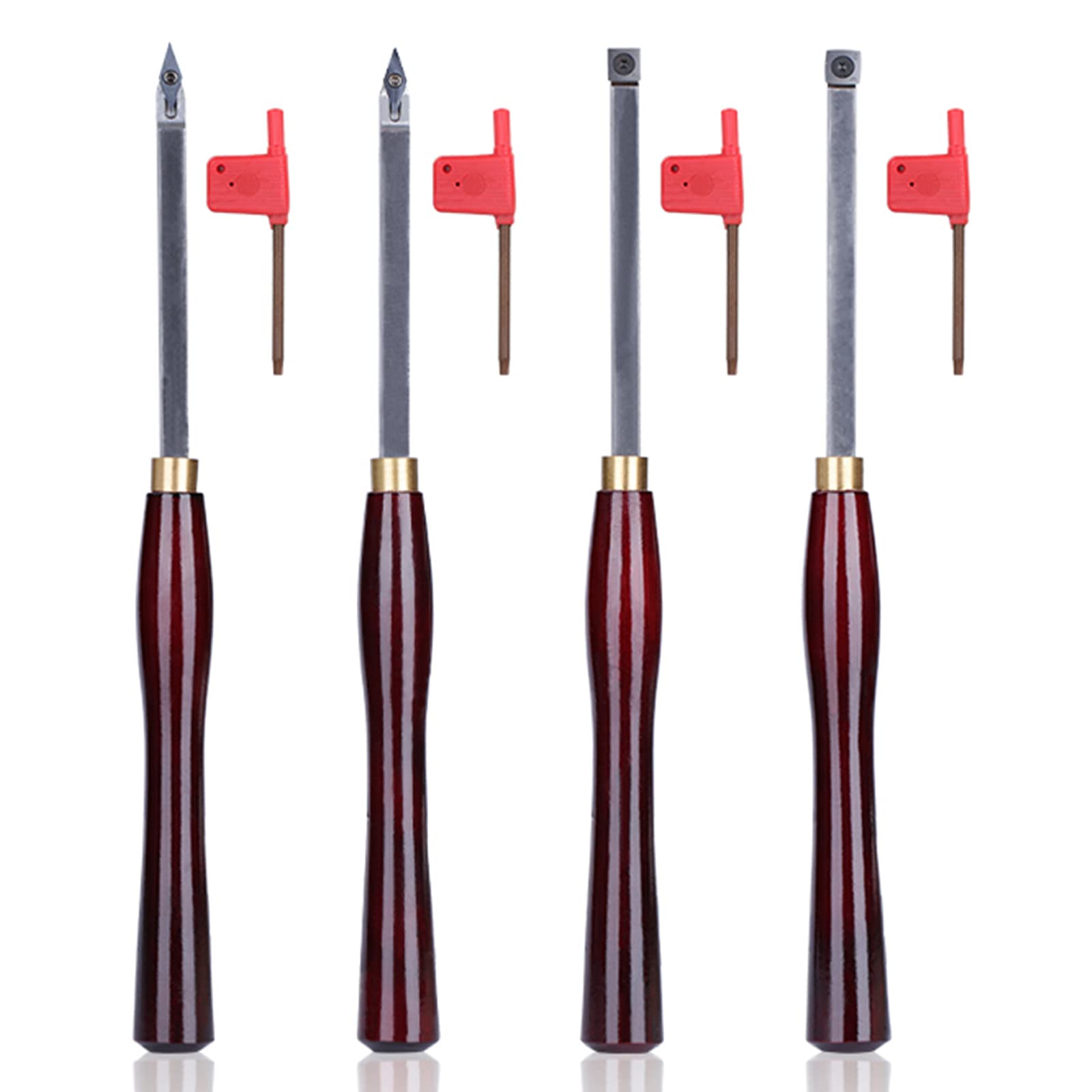 Set Di 4 Utensili Per Tornio in Carburo, Utensili Per Tornitura in Legno, Strumenti Per Tornio Con Comoda Impugnatura Per Tornio, Strumenti Per Tornio Fai Da Te E Hobbisti