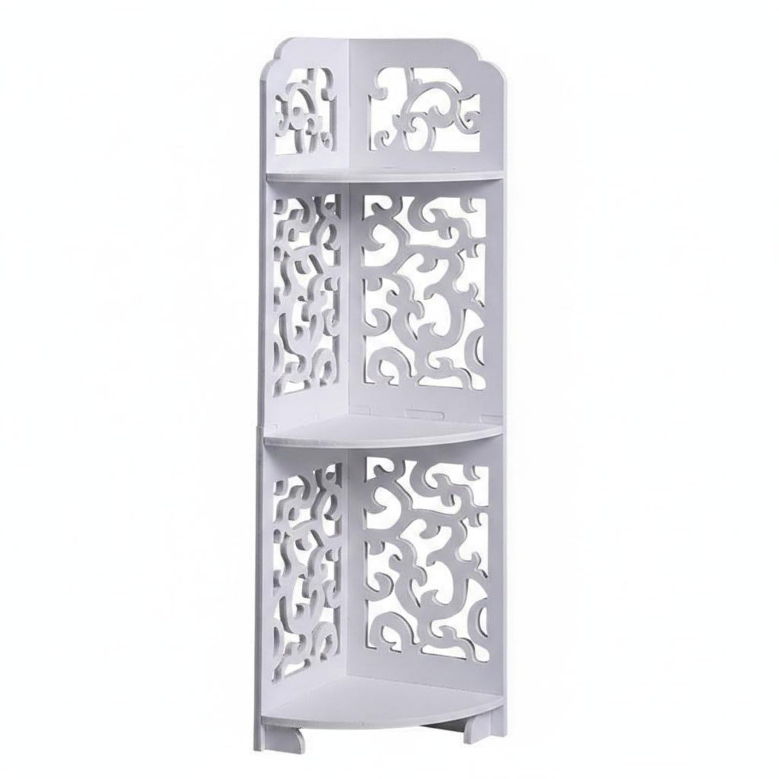 Étagère d'Angle Salle de Bain Étagère de Meuble de Rangement Colonne Triangulaire Organisateur en PVC Anti‑moisissure Trois Niveaux Montage Rapide, Étagère D Angle Baroque De 80 Cm De Haut