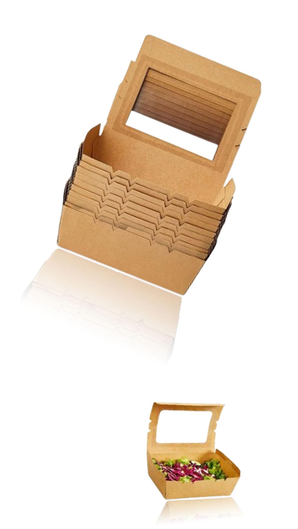 Large Biodegradable Kraft Lunch Box - Ecofriendly Disposable Paper Food Container for Takeaway Meals and Food Storage