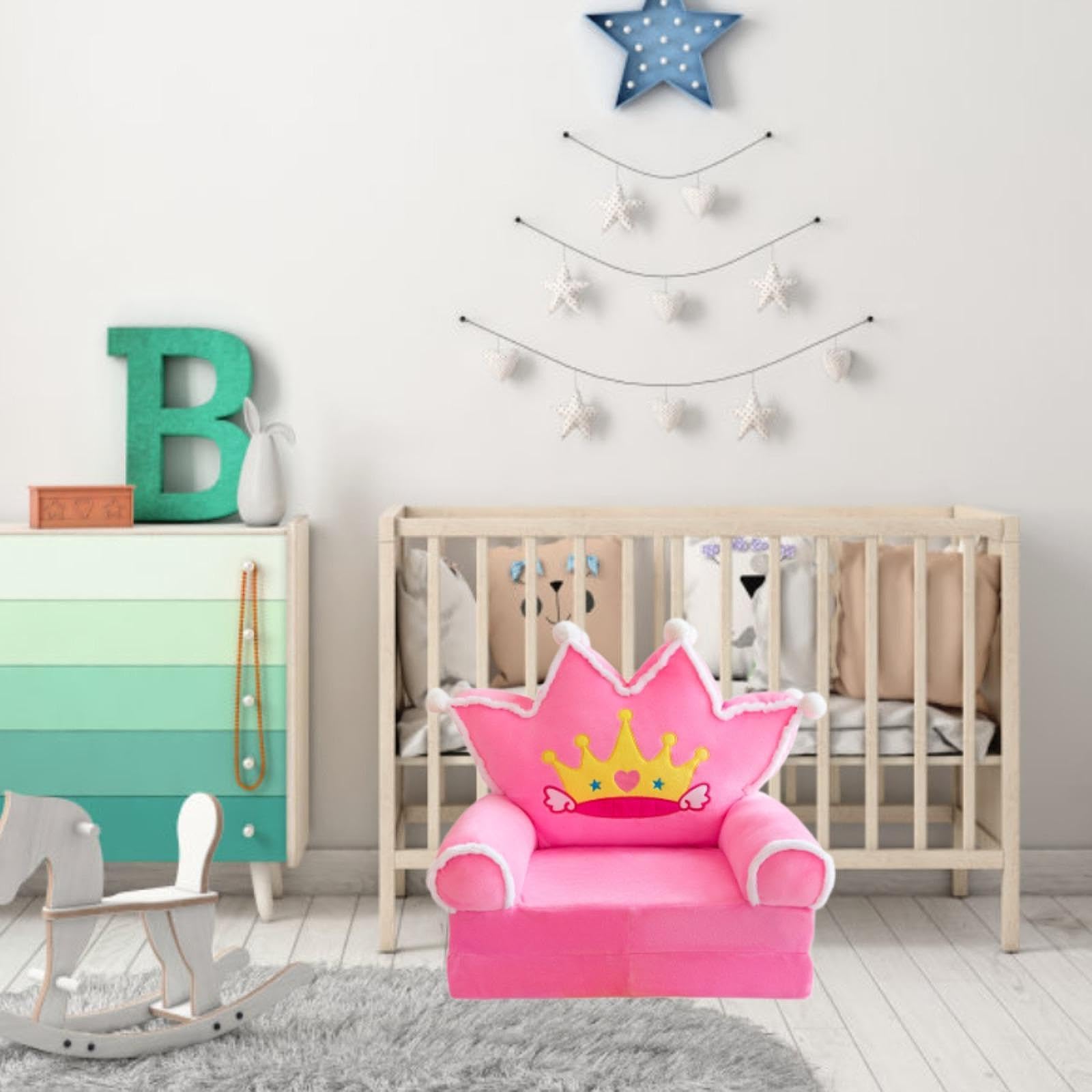 Sofá Cama Plegable Infantil/sillón Convertible con Respaldo de Algodón Suave Y Funda Extraíble con Cremallera, Apto para Niñas Y Niños, Ideal para Sal, 50cmx80cm