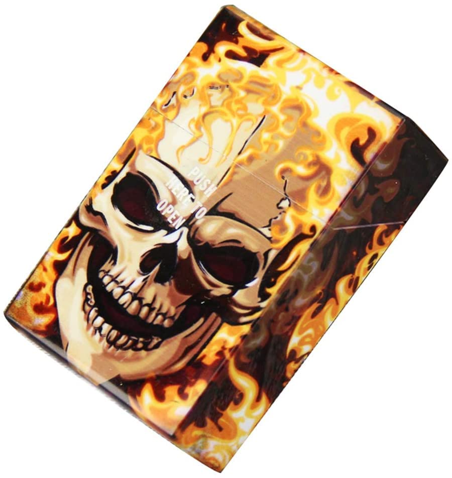 JINPENGRAN Skull Head Printed Cigarette Case Plastic Cigarettes Cases can Accommodate 20