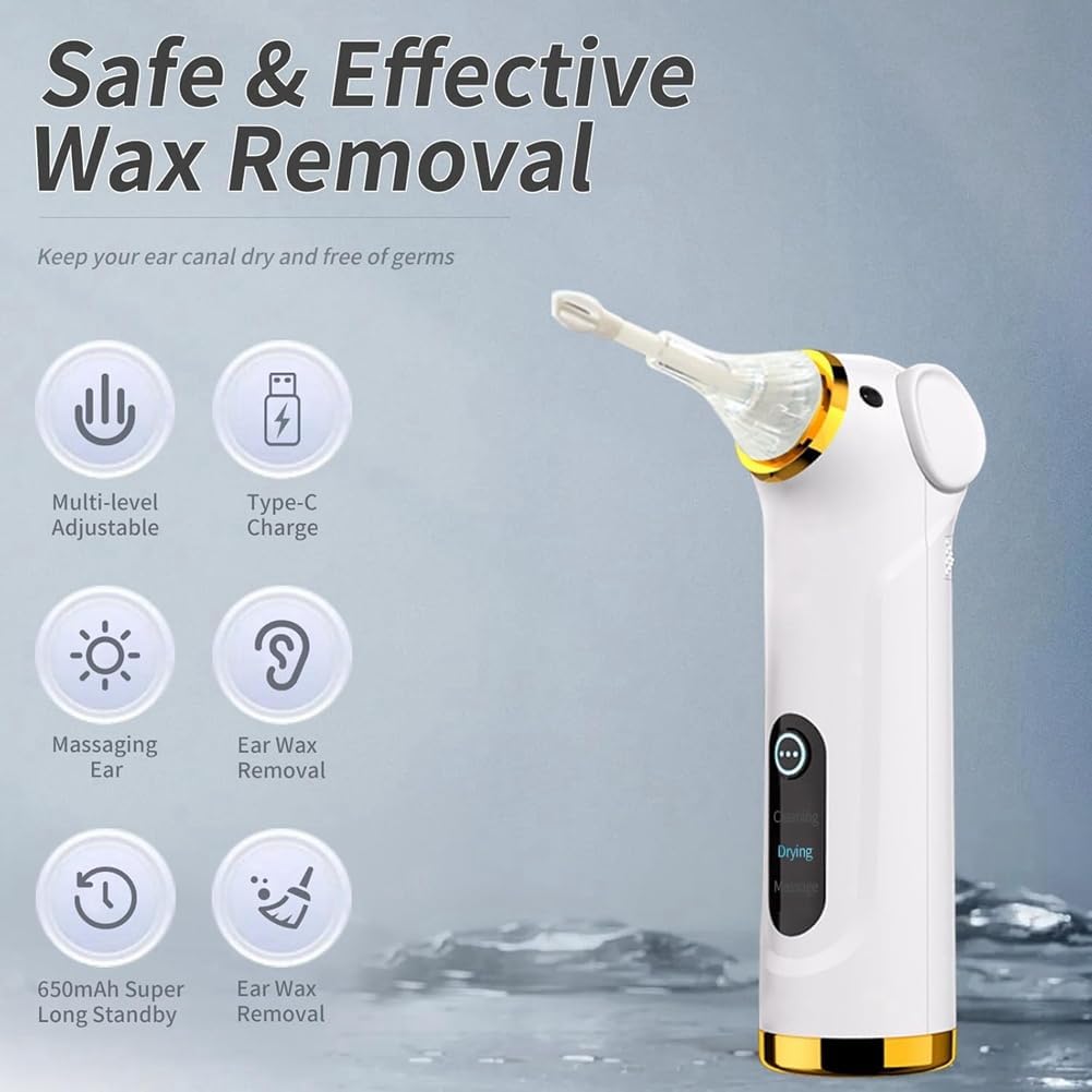 Electric Tool Ear Cleaning Kit - Drying Ear Canal & Aging Ear, for Adults and Children White