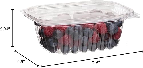 Miniatura 5 de ECO PRODUCTS Recipientes rectangulares transparentes compostables de 12 onzas con tapas, caja de 300, preparación de comidas, hechos de plástico