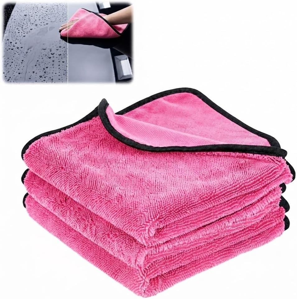 Liberty Cloth Streak Free Microfiber Cleaning Towels (Pink 3 pcs,20*30cm)