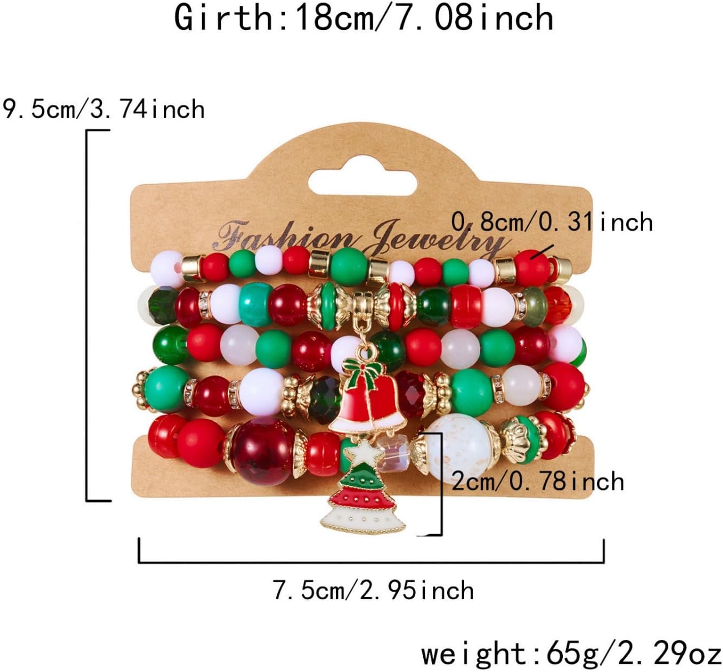 WCRAZYE Christmas Bracelets for Women Red Green Snowflake Santa Claus Christmas Tree Festive Beaded Bracelets Stackable Stretch Friendship Bracelets - Image 7