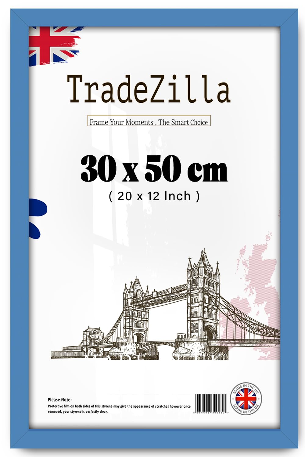 TradeZilla | Poster/Picture Frame (30 x 50 CM) Stylish Wall Gallery & Room Interior Art Frame, MDF Wood Finish, Elegant Design for Modern Spaces [ Blue ]