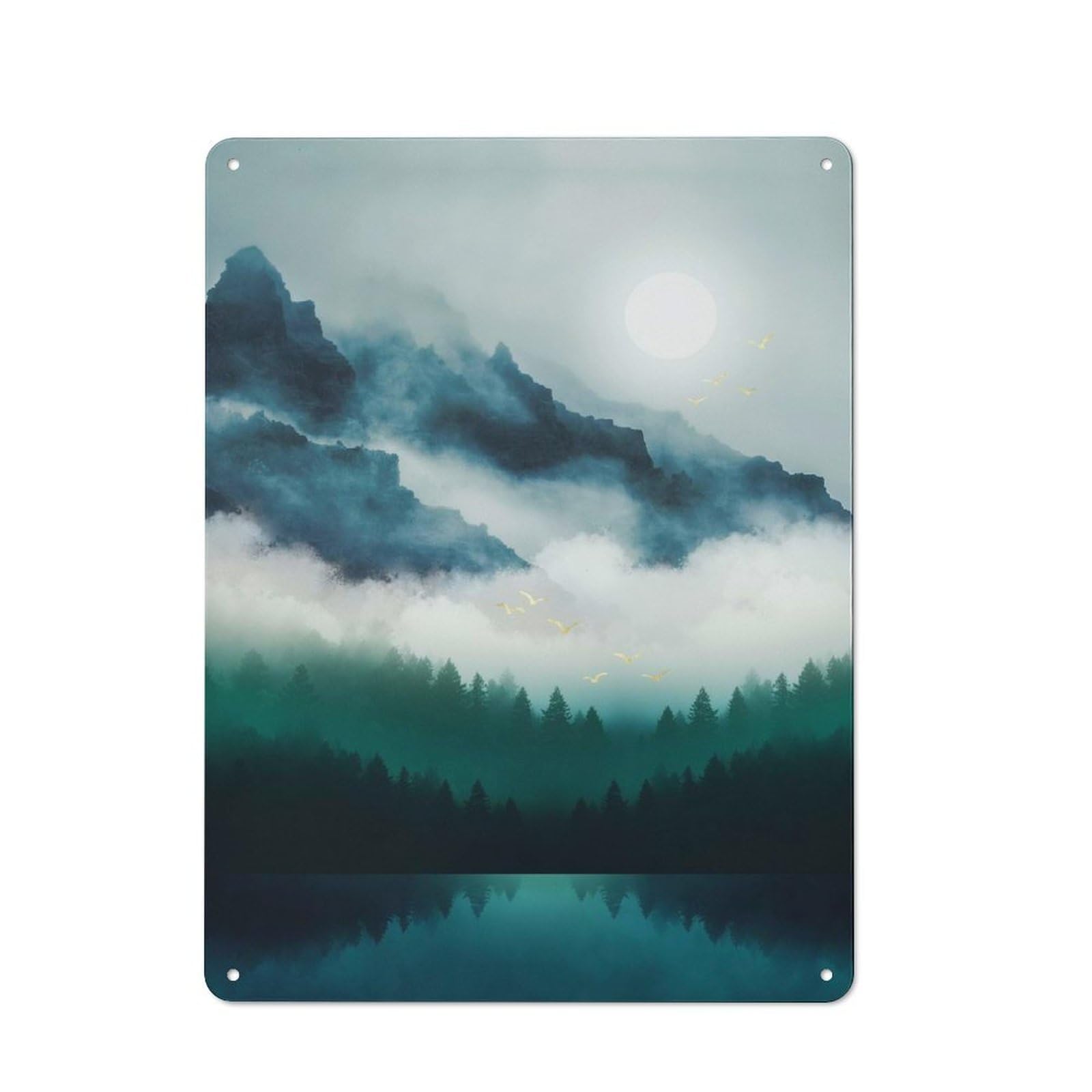 Junmoney Style-9 Vintage Metal Plaque 40X30cm Featuring Midnight Moon Reflection For Hallway Wall, For Wall Display Collectors